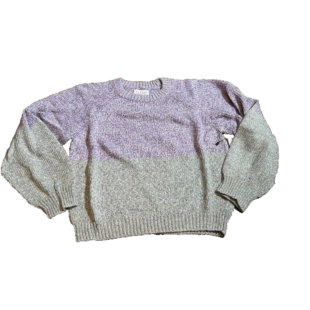 Velvet Graham & Spencer Skylar Sweater‎ Crew Neck Colorblock Gray Purple L NWT